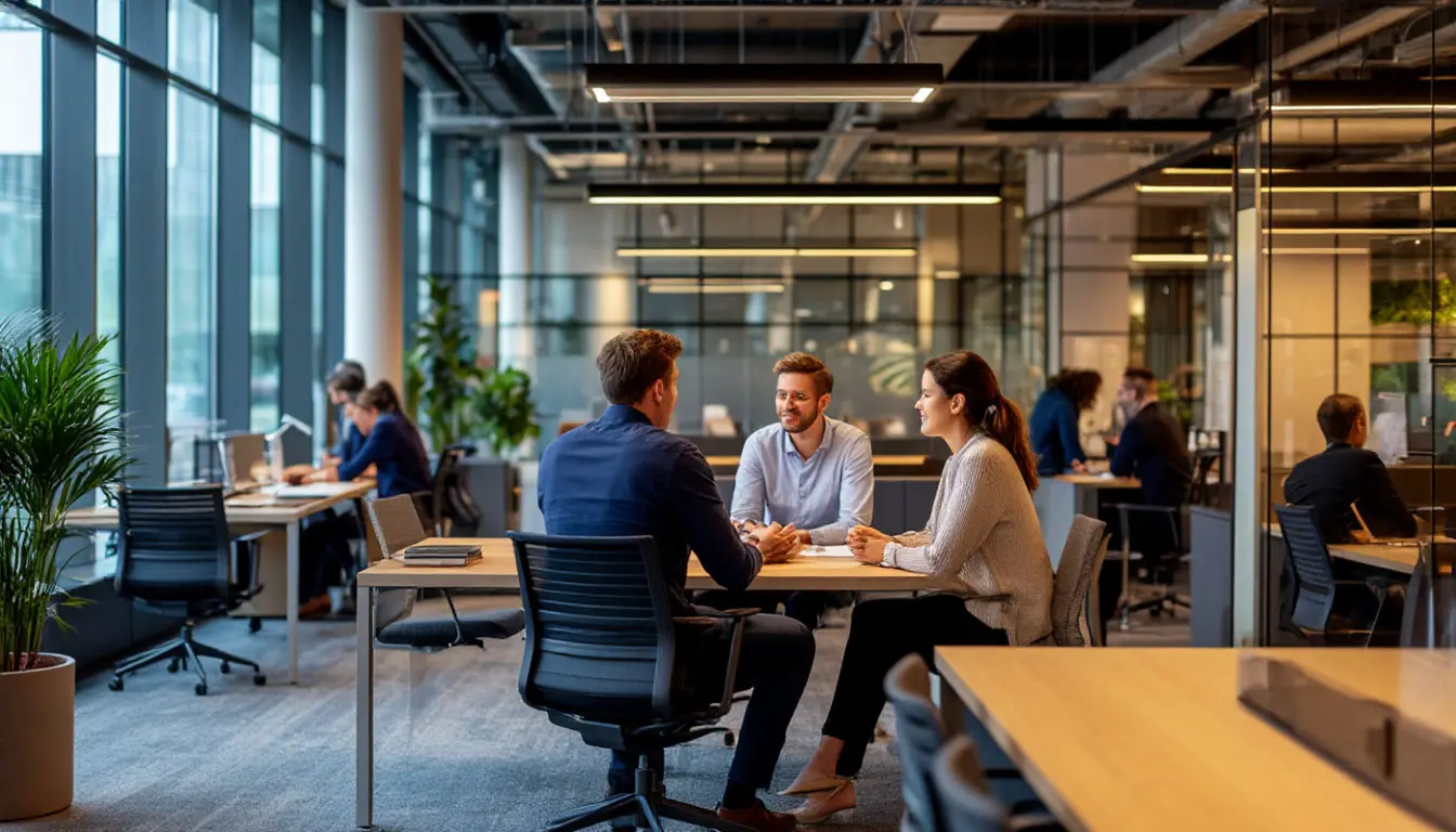 Team collaborativo in un ambiente lavorativo moderno